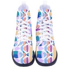 Illustrations Of Fish Texture Modulate Sea Pattern Men s High-top Canvas Sneakers by anzea