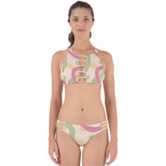 Line Pattern Dot Perfectly Cut Out Bikini Set