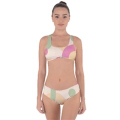 Line Pattern Dot Criss Cross Bikini Set