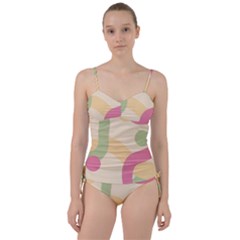 Line Pattern Dot Sweetheart Tankini Set