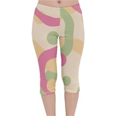 Line Pattern Dot Velvet Capri Leggings 