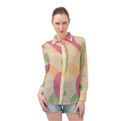 Line Pattern Dot Long Sleeve Chiffon Shirt