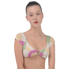 Line Pattern Dot Cap Sleeve Ring Bikini Top