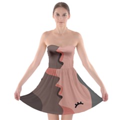 Illustrations Of Love And Kissing Women Strapless Bra Top Dress by anzea