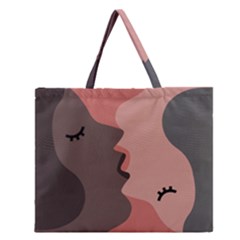 Illustrations Of Love And Kissing Women Zipper Large Tote Bag by anzea