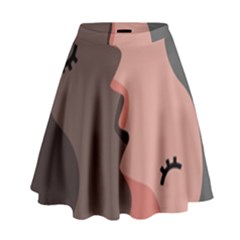 Illustrations Of Love And Kissing Women High Waist Skirt