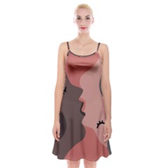 Illustrations Of Love And Kissing Women Spaghetti Strap Velvet Dress