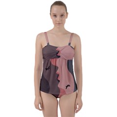 Illustrations Of Love And Kissing Women Twist Front Tankini Set