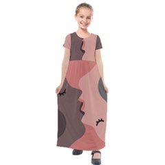 Illustrations Of Love And Kissing Women Kids  Short Sleeve Maxi Dress