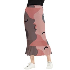 Illustrations Of Love And Kissing Women Maxi Fishtail Chiffon Skirt