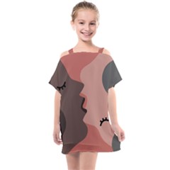 Illustrations Of Love And Kissing Women Kids  One Piece Chiffon Dress