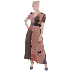 Illustrations Of Love And Kissing Women Button Up Short Sleeve Maxi Dress by anzea