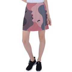 Illustrations Of Love And Kissing Women Tennis Skirt