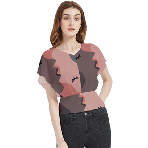 Illustrations Of Love And Kissing Women Butterfly Chiffon Blouse by anzea