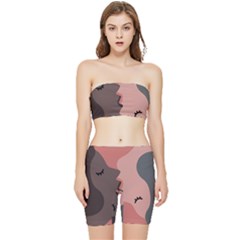 Illustrations Of Love And Kissing Women Stretch Shorts And Tube Top Set by anzea