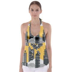 Minimal Skyscrapers Tie Back Tankini Top