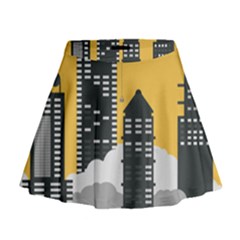 Minimal Skyscrapers Mini Flare Skirt