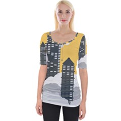 Minimal Skyscrapers Wide Neckline T-shirt