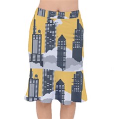 Minimal Skyscrapers Short Mermaid Skirt