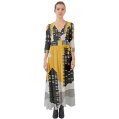 Minimal Skyscrapers Button Up Boho Maxi Dress