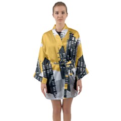 Minimal Skyscrapers Long Sleeve Satin Kimono