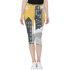 Minimal Skyscrapers Inside Out Lightweight Velour Capri Leggings 