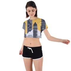 Minimal Skyscrapers Tie Back Short Sleeve Crop T-shirt