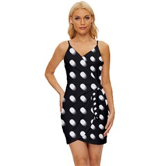 Background Dots Circles Graphic Wrap Tie Front Dress