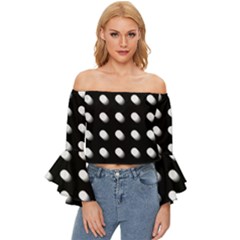 Background Dots Circles Graphic Off Shoulder Flutter Bell Sleeve Top