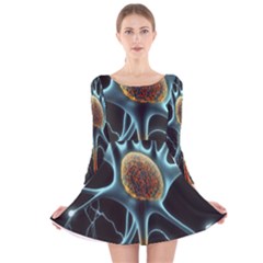 Organism Neon Science Long Sleeve Velvet Skater Dress