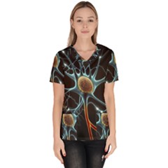 Organism Neon Science Women s V-neck Scrub Top by Ndabl3x