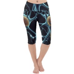 Organism Neon Science Lightweight Velour Cropped Yoga Leggings by Ndabl3x