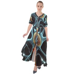 Organism Neon Science Waist Tie Boho Maxi Dress by Ndabl3x