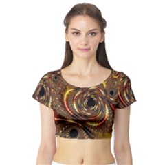 Geometric Art Fractal Abstract Art Short Sleeve Crop Top by Ndabl3x