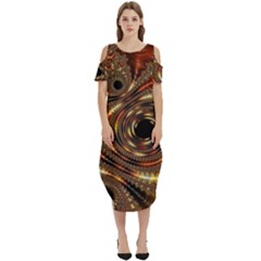 Geometric Art Fractal Abstract Art Cold Shoulder Loose Fit Dress With Pockets by Ndabl3x