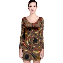 Geometric Art Fractal Abstract Art Long Sleeve Velvet Bodycon Dress