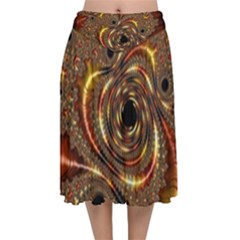 Geometric Art Fractal Abstract Art Velvet Flared Midi Skirt