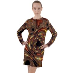 Geometric Art Fractal Abstract Art Long Sleeve Hoodie Dress