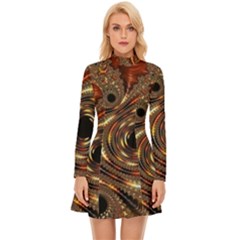 Geometric Art Fractal Abstract Art Long Sleeve Velour Longline Dress by Ndabl3x