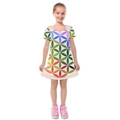 Mandala Rainbow Colorful Kids  Short Sleeve Velvet Dress