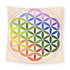 Mandala Rainbow Colorful Square Tapestry (large)