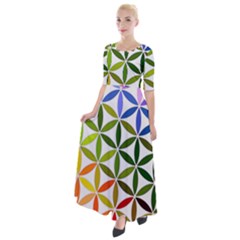 Mandala Rainbow Colorful Half Sleeves Maxi Dress by Ndabl3x