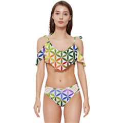 Mandala Rainbow Colorful Ruffle Edge Tie Up Bikini Set	 by Ndabl3x