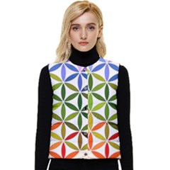 Mandala Rainbow Colorful Women s Button Up Puffer Vest