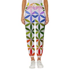 Mandala Rainbow Colorful Women s Cropped Drawstring Pants by Ndabl3x