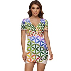 Mandala Rainbow Colorful Low Cut Cap Sleeve Mini Dress by Ndabl3x