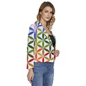 Mandala Rainbow Colorful Women s Long Sleeve Revers Collar Cropped Jacket View3