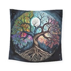 Tree Colourful Square Tapestry (small)