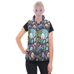 Tree Colourful Women s Button Up Vest