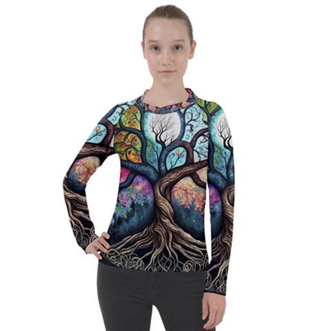 Tree Colourful Women s Pique Long Sleeve T-shirt by Ndabl3x